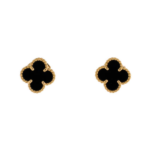 Van Cleef & Arpels Jewelry - Van Cleef & Arpels  Sweet Alhambra Stud Earrings 18K Yellow Gold and Onyx
